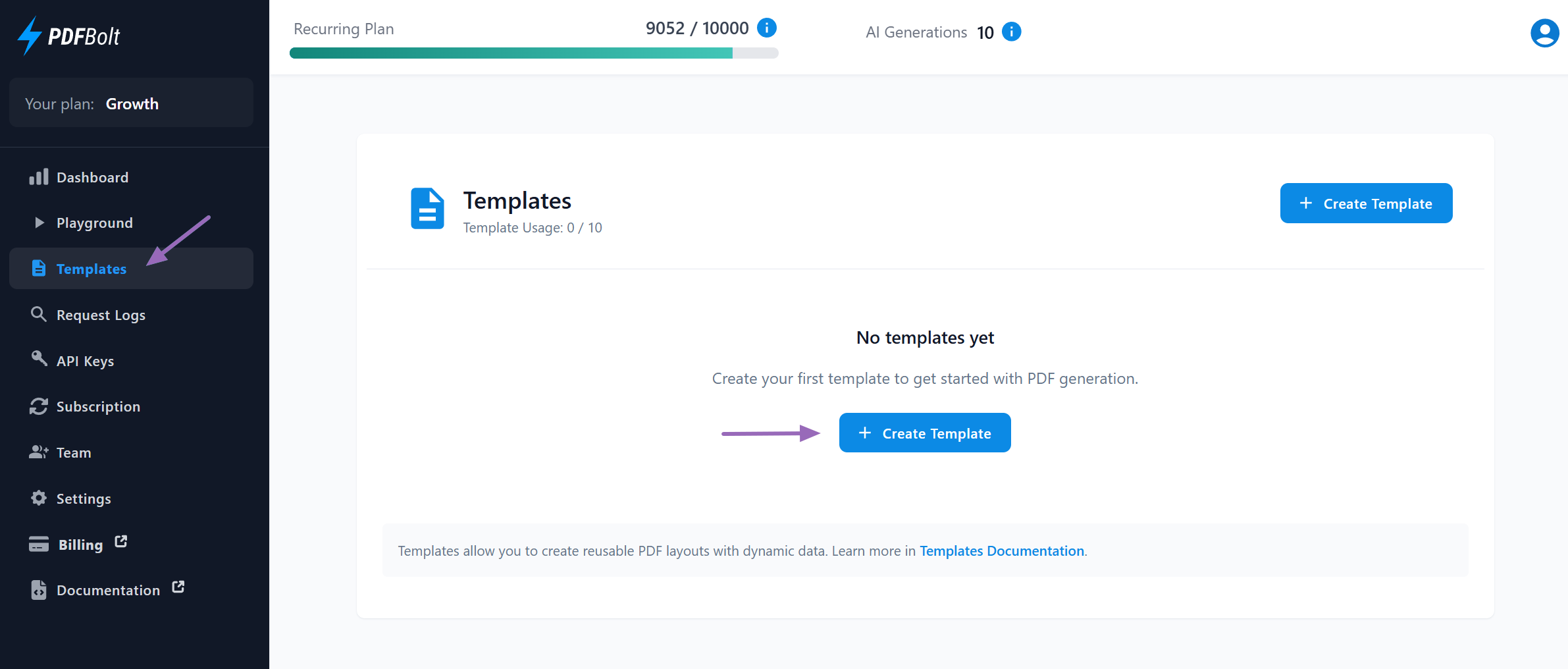 Empty Templates State