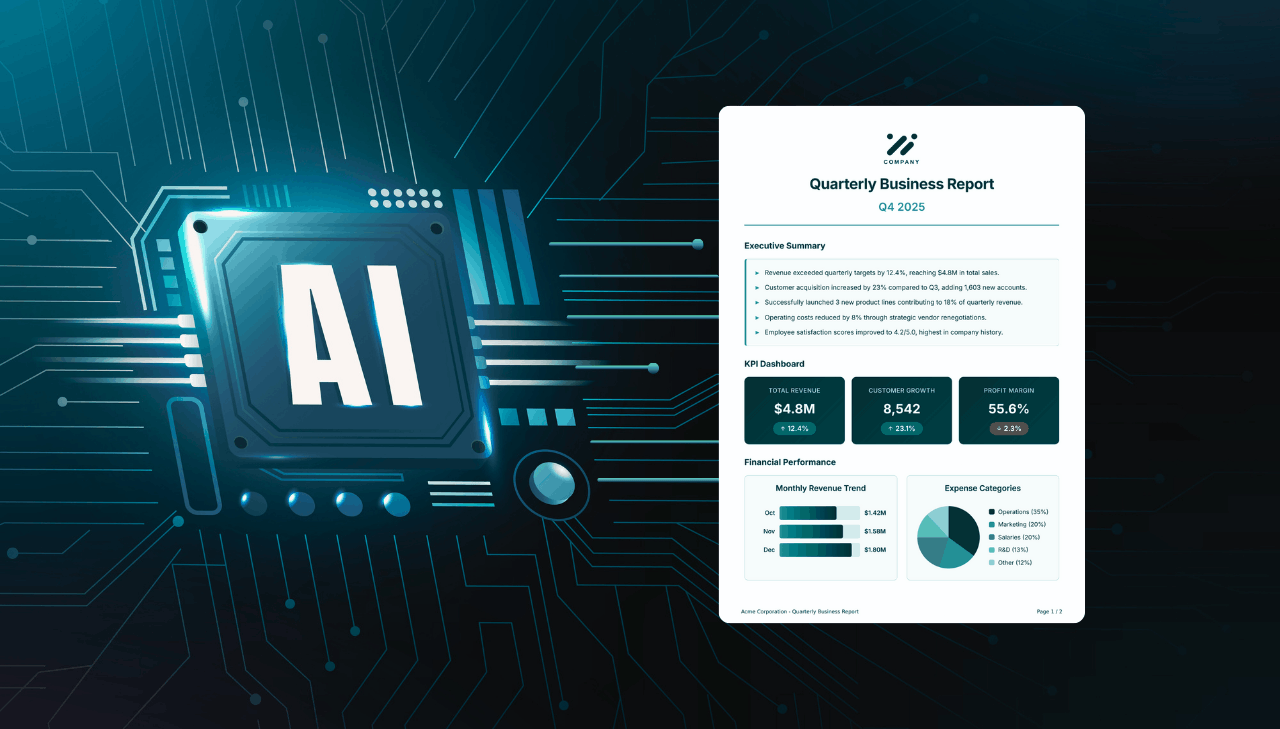 AI PDF generator creating document templates from text descriptions