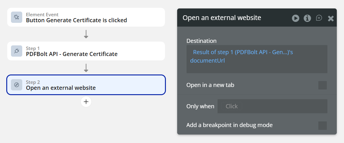Complete Bubble workflow showing all steps