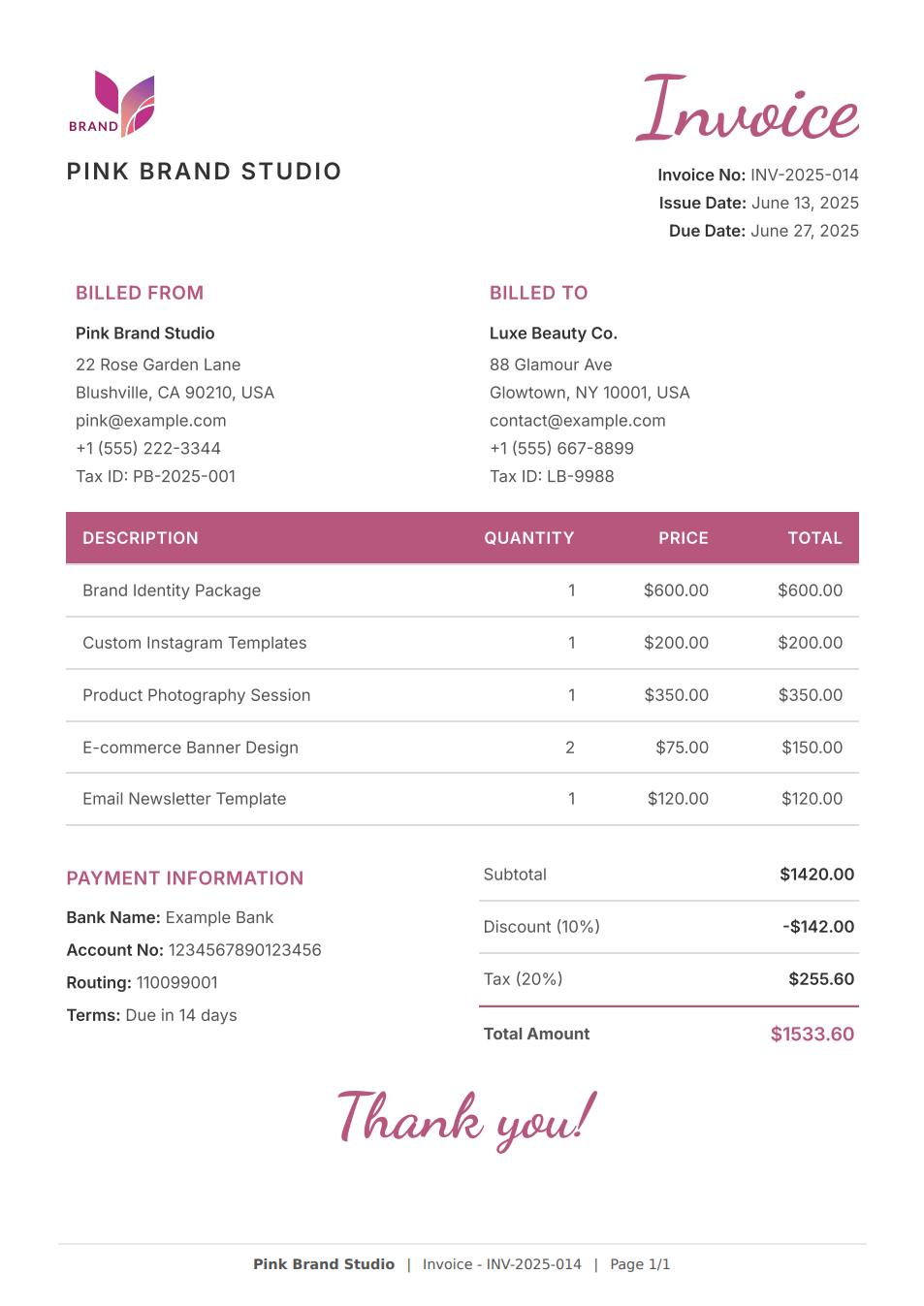Professional Generated Invoice PDF