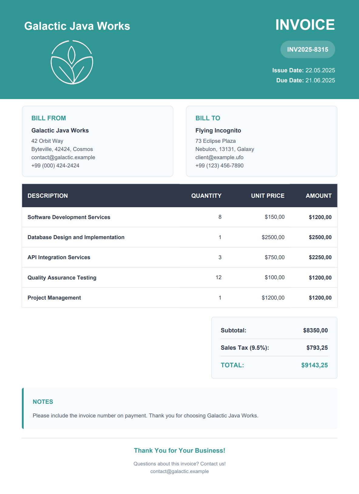 Invoice PDF generated using Flying Saucer in Java