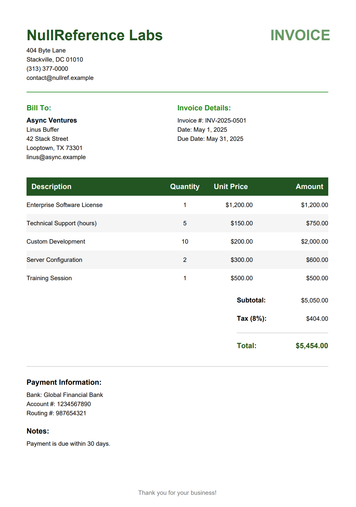 Invoice generated with PDFsharp in C#/.NET