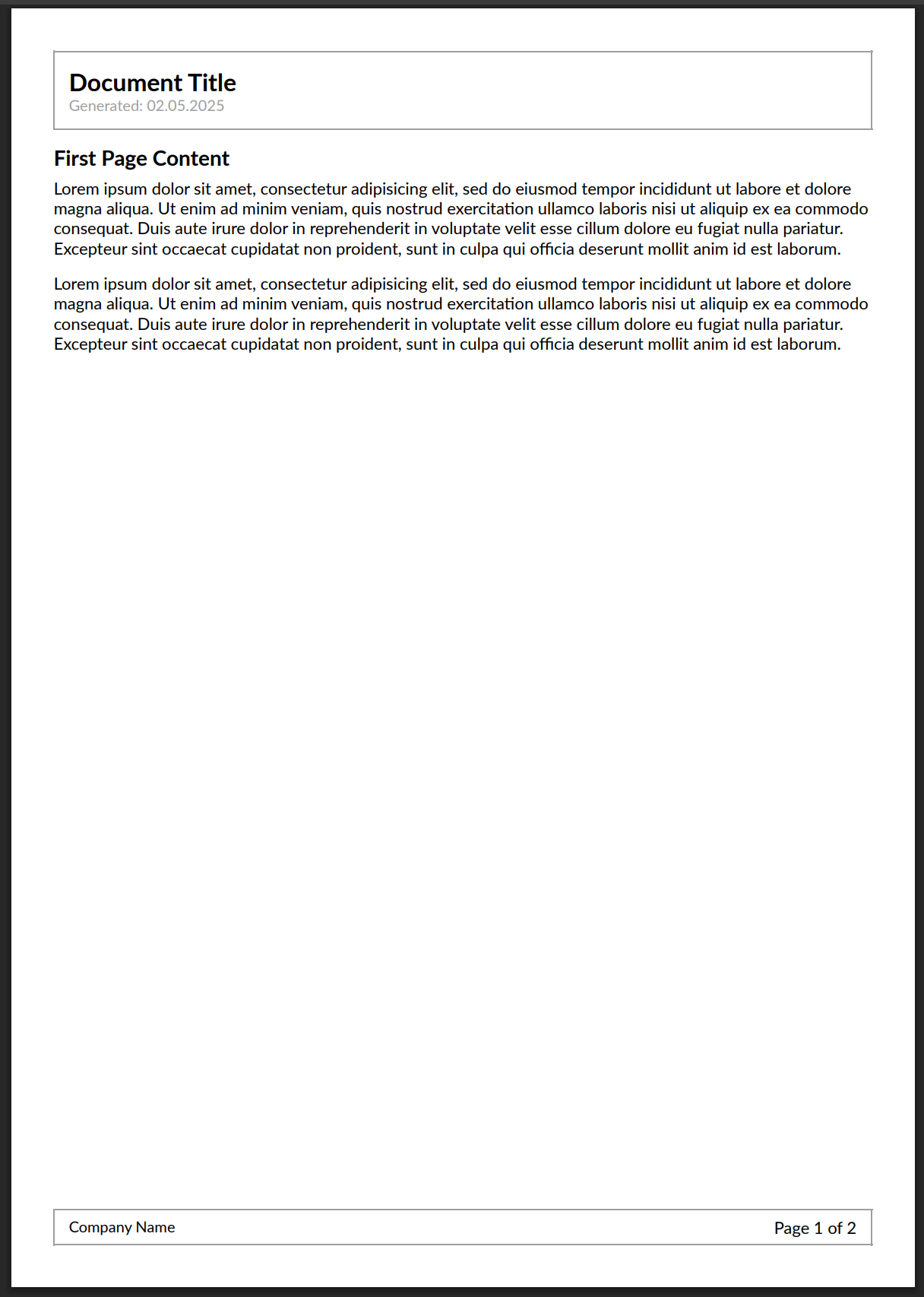 Document with headers and footers generated using QuestPDF in C#/.NET