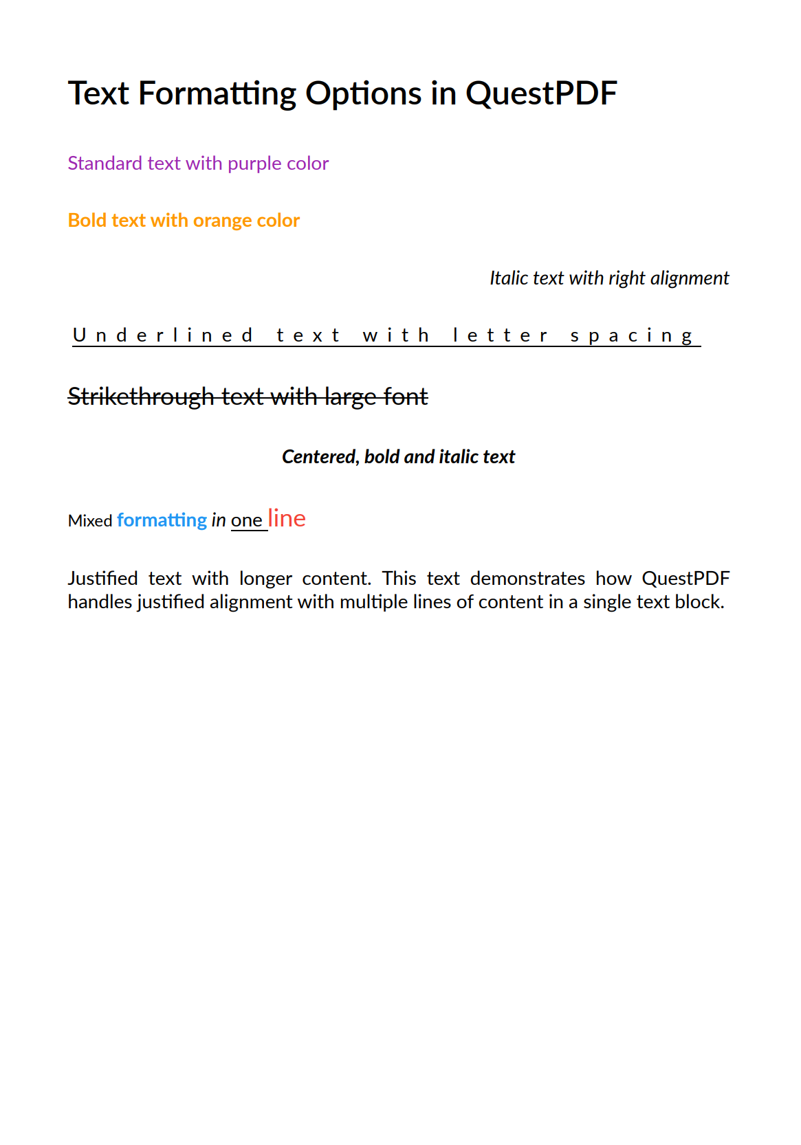 Working with Text Formatting using QuestPDF in C#/.NET