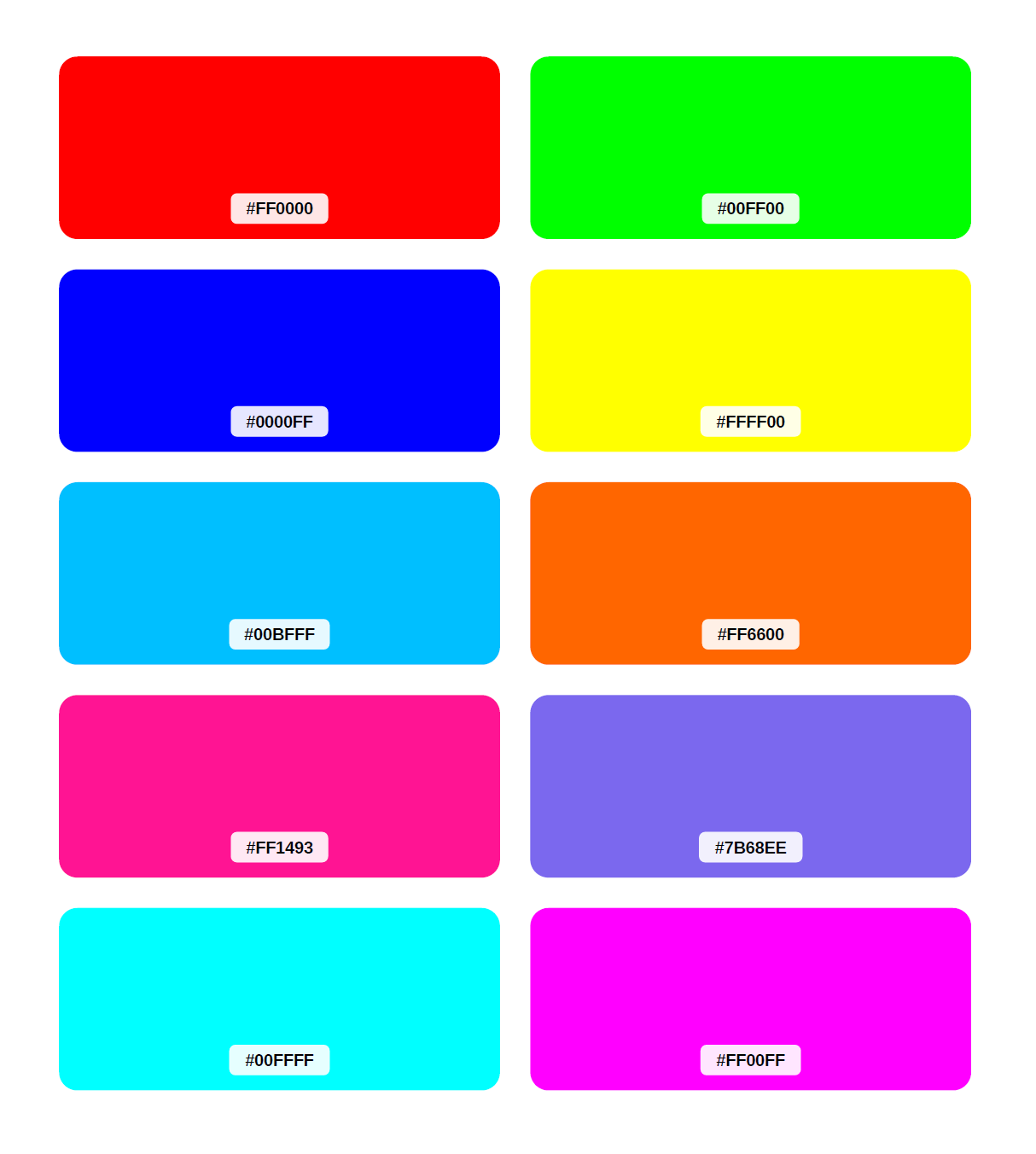 RGB colors on screen