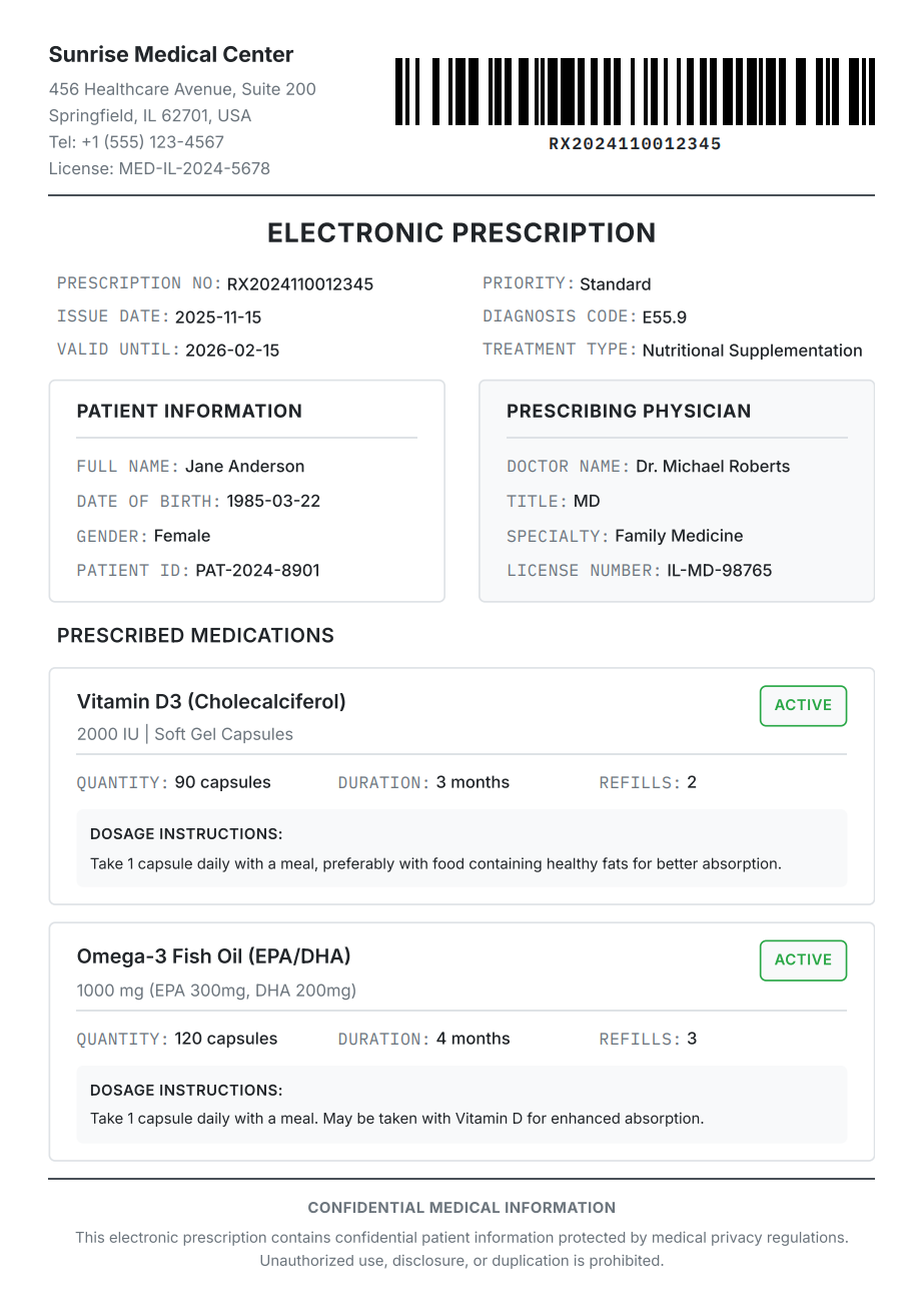 Electronic Prescription with Barcode