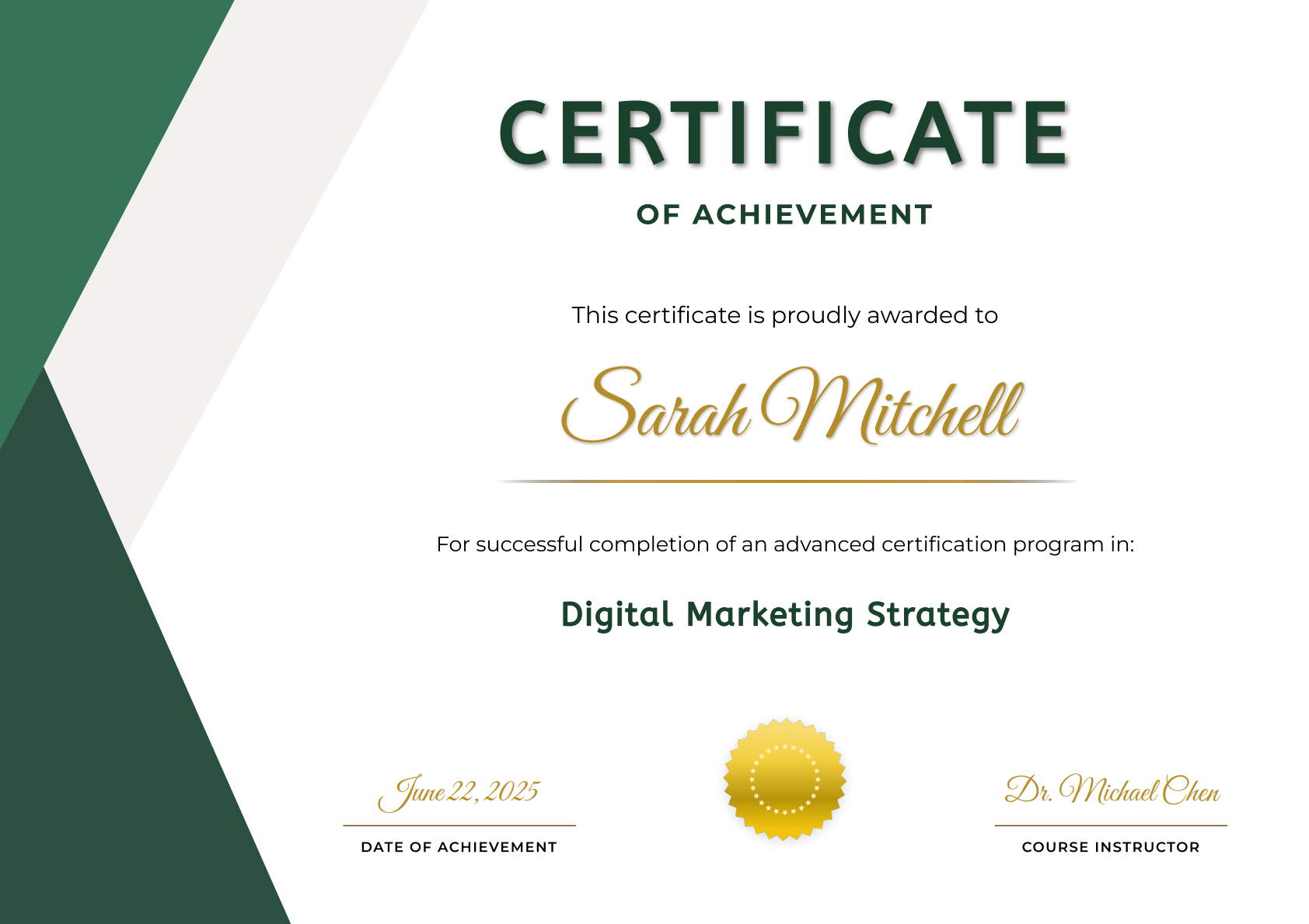 Elegant Geometric Certificate