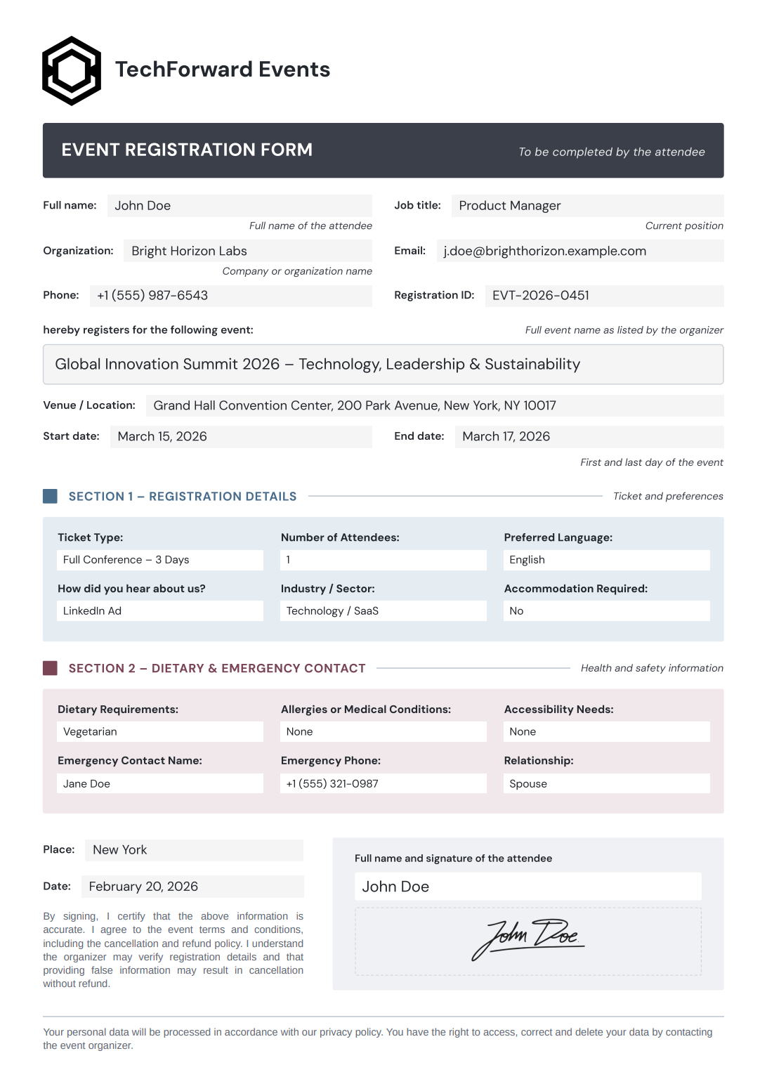 Event Registration Form