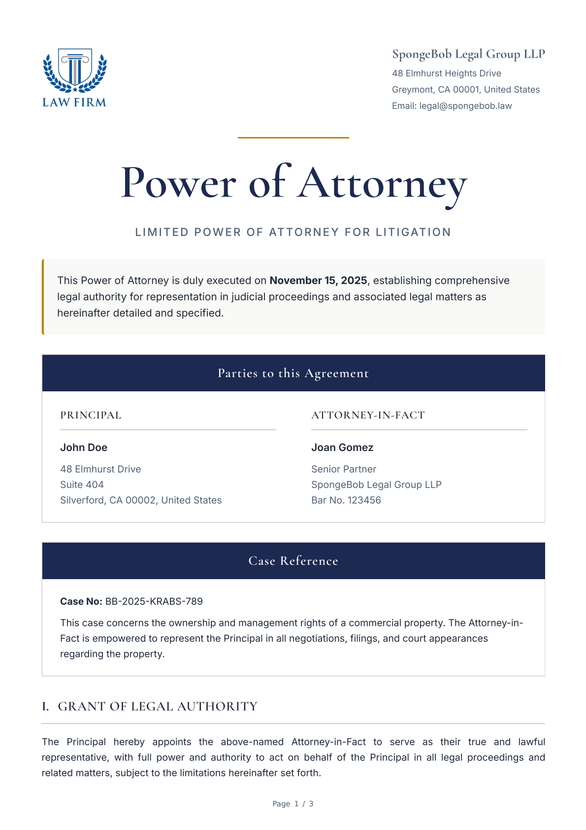 Formal Power of Attorney