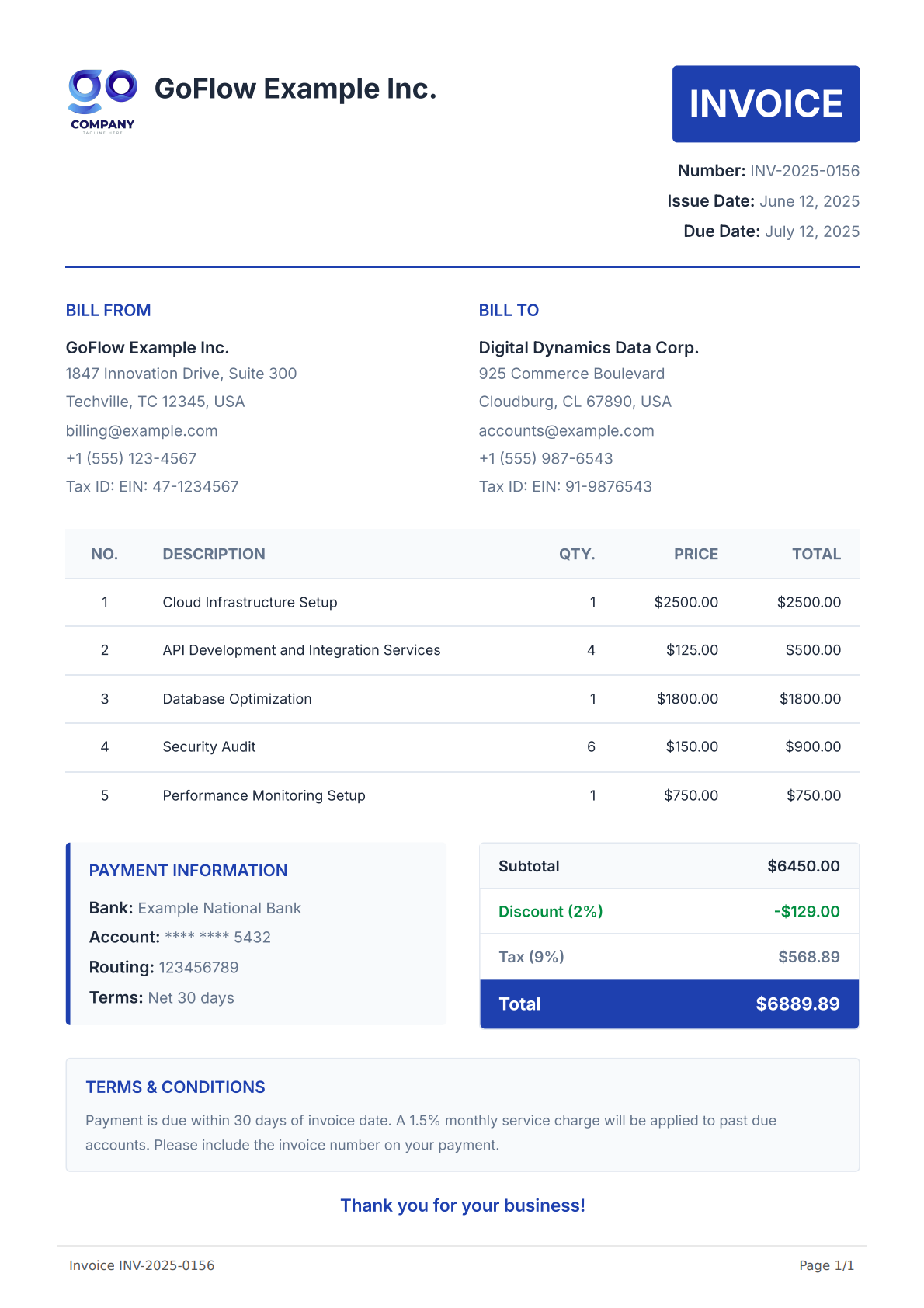 Modern Blue Invoice