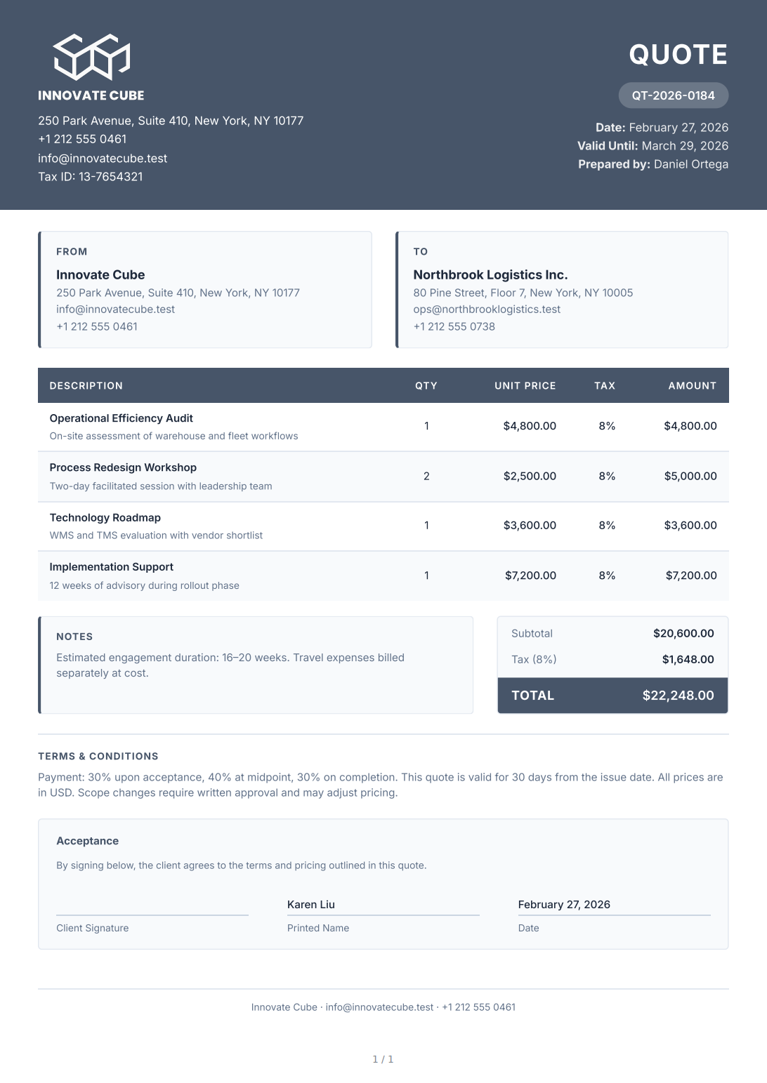 Professional Business Quote