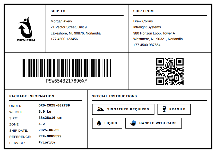 Standard Shipping Label