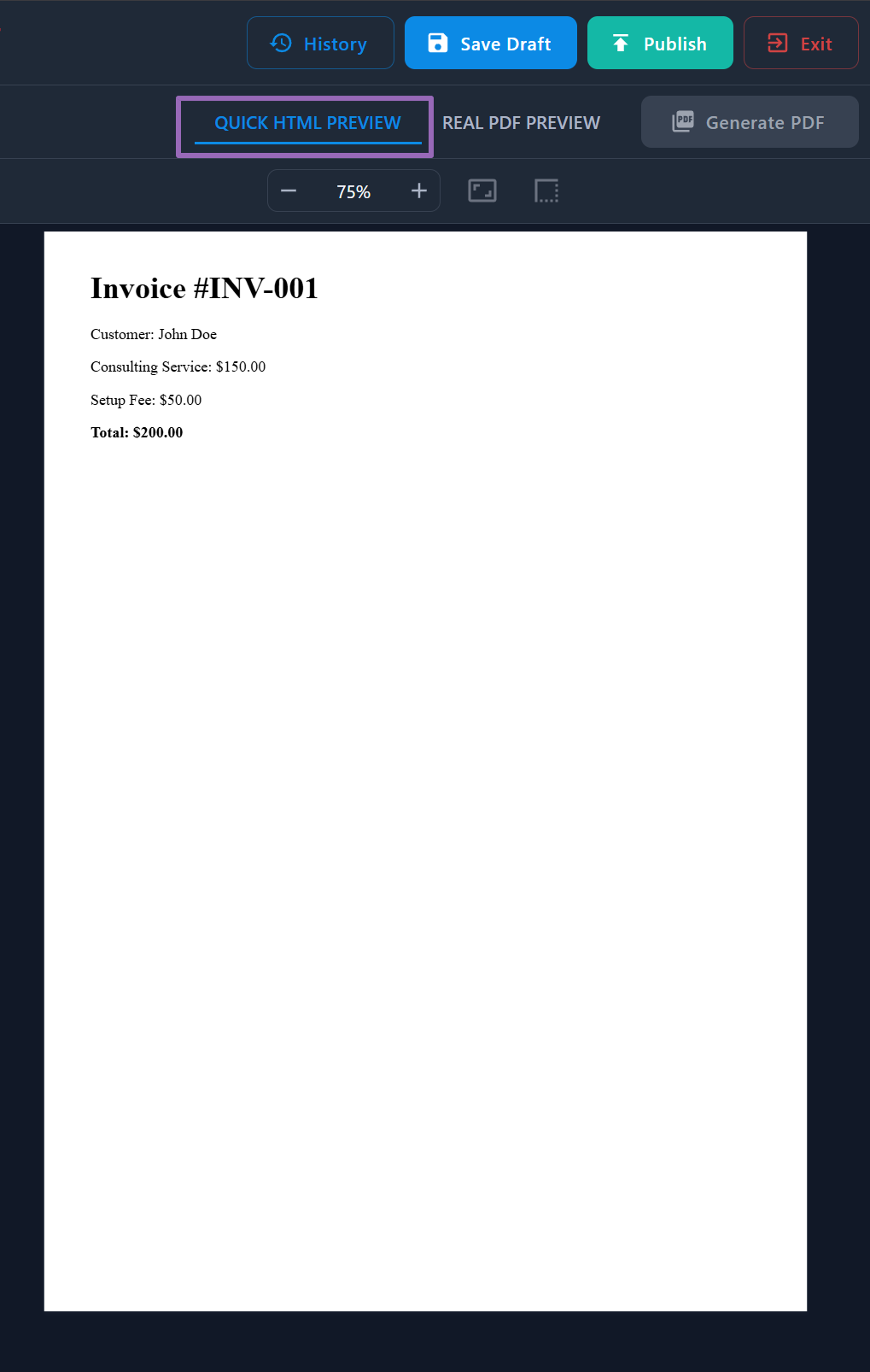 Template Designer - Quick HTML Preview