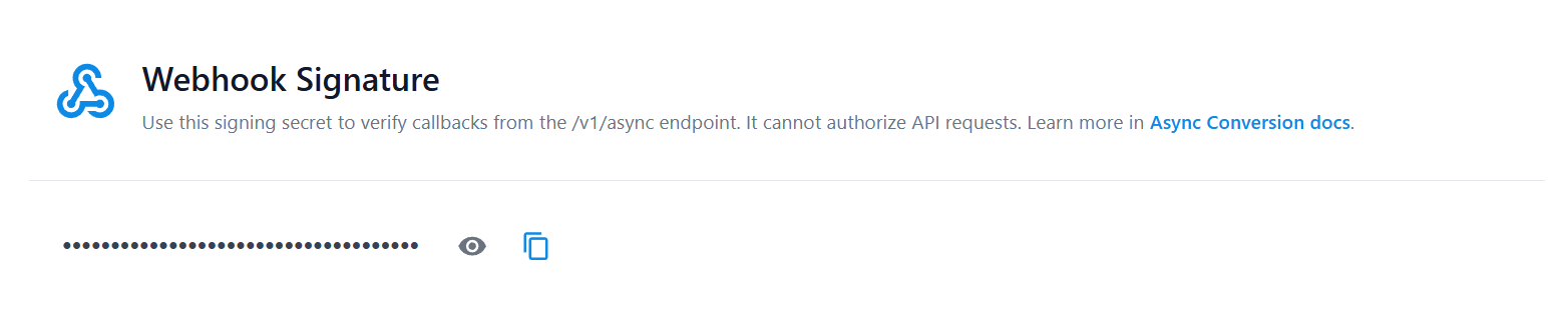 Webhook Signature section on the API Credentials page